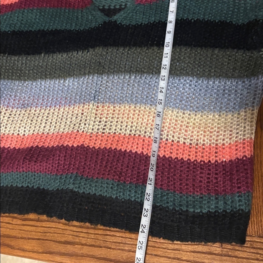 Elan OVERSIZED bohemian striped V-Neck open knit Sweater drop shoulder long slv - Picture 9 of 10